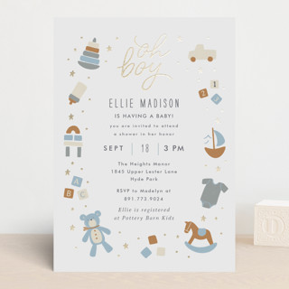 Toys Foil-Pressed Baby Shower Invitations