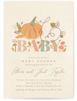 Little Pumpkin Foil-Pressed Baby Shower Invitations