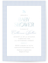 Gingham Rockinghorse Foil-Pressed Baby Shower Invitations