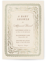 Scallop Border Foil-Pressed Baby Shower Invitations