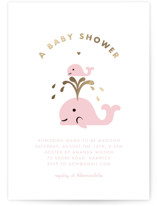 Baby Whale On The Way Foil-Pressed Baby Shower Invitations