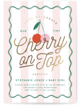 Tiny Cherry On Top Foil-Pressed Baby Shower Invitations