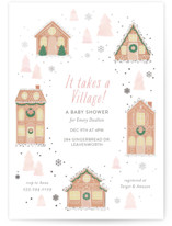 Gingerbread Village Foil-Pressed Baby Shower Invitations