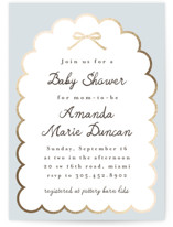 Scallop & Little Bow Foil-Pressed Baby Shower Invitations