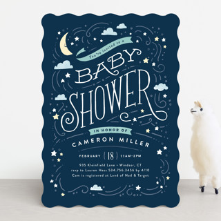 Moon and stars Baby Shower Invitations