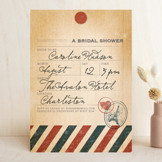 Vintage Pack Your Bags Bridal Shower Invitations