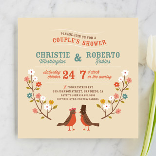 Robin's Garden Couple Bridal Shower Invitations