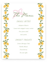 Lemon and Ribbon Baby Shower Menu Signs