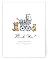 Family Doodle Flat Birth Announcements Thank You Cards