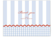 RicRac Gingham Flat Birth Announcements Thank You Cards