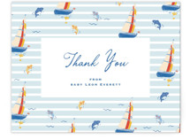 Little Sail Boat Flat Birth Announcements Thank You Cards