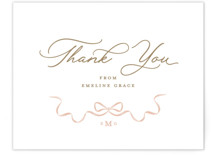 Floral Crest Flat Birth Announcements Thank You Cards