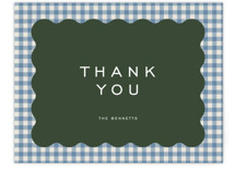 Layered Gingham Flat Birth Announcements Thank You Cards