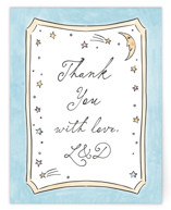 Over The Moon and Back Flat Birth Announcements Thank You Cards