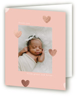 Cute hearts Foil-Pressed Birth Announcement Thank You Cards 