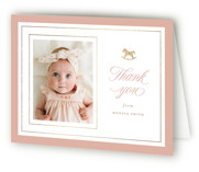classic rocking horse Foil-Pressed Birth Announcement Thank You Cards 