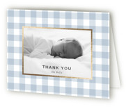 Soft Gingham Foil-Pressed Birth Announcement Thank You Cards 