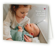 Mini Heart Foil-Pressed Birth Announcement Thank You Cards 