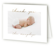 Border script Foil-Pressed Birth Announcement Thank You Cards 