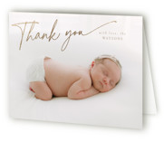 Dahlia Foil-Pressed Birth Announcement Thank You Cards 