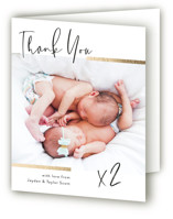 Double the Love Foil-Pressed Birth Announcement Thank You Cards 