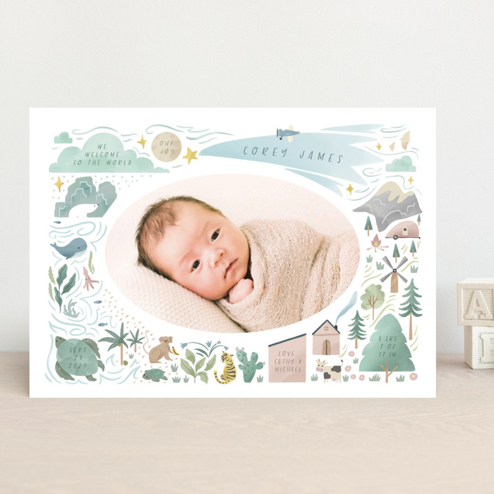 A Wonderful World Birth Announcements by Grae Minted