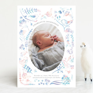 Rainbow Birdie Hello Birth Announcements