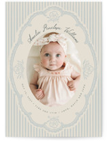 Vintage Lace Stripes Birth Announcements