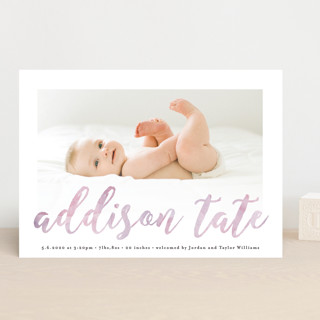 Watercolor Script Birth Announcements