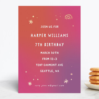 bright sparkle Foil-Pressed Children's Birthday Party Invitations