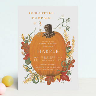 Pumpkin Patch Foil-Pressed Children's Birthday Party Invitations