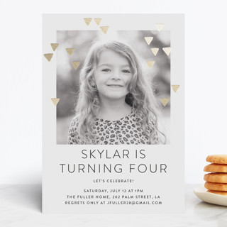 Modern Glow Foil-Pressed Children's Birthday Party Invitations