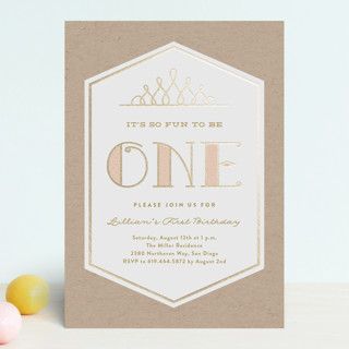 Pink & Gold Foil-Pressed Children's Birthday Party Invitations