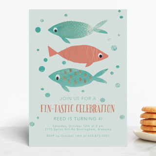 FIN-TASTIC CELEBRATION Foil-Pressed Children's Birthday Party Invitations