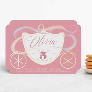 Shimmering Princess Foil-Pressed Children's Birthday Party Invitations