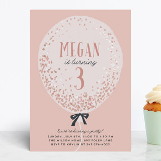 Confetti Balloon Foil-Pressed Children's Birthday Party Invitations