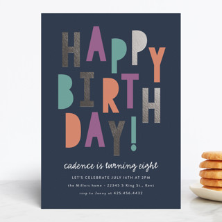 happybirthday Foil-Pressed Children's Birthday Party Invitations