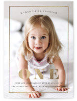 Turning One Foil-Pressed Children's Birthday Party Invitations