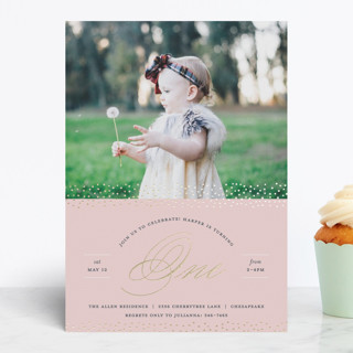 Elegant First Birthday Foil-Pressed Children's Birthday Party Invitations