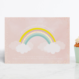 Sparkly Rainbow Foil-Pressed Children's Birthday Party Invitations