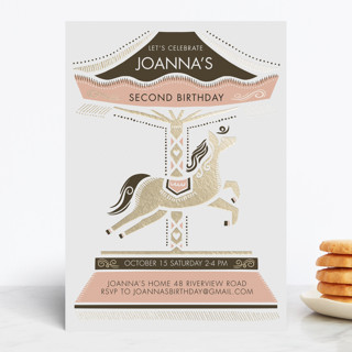 Carousel Foil-Pressed Children's Birthday Party Invitations