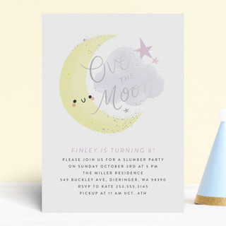 Over the Moon Foil-Pressed Children's Birthday Party Invitations
