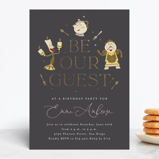 Disney's Beauty And The Beast Be Our Guest Foil-Pressed Children's Birthday Party Invitations