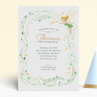Disney's Tinkerbell Fairy Stardust Foil-Pressed Children's Birthday Party Invitations