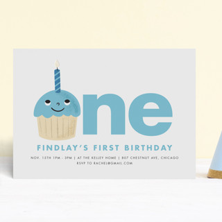 One Cupcake Foil-Pressed Children's Birthday Party Invitations