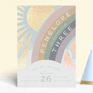 Over the Rainbow Foil-Pressed Children's Birthday Party Invitations
