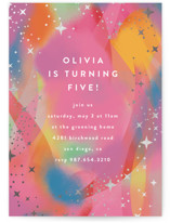Galaxy Rainbow Foil-Pressed Children's Birthday Party Invitations