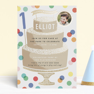 Foil Cake Foil-Pressed Children's Birthday Party Invitations