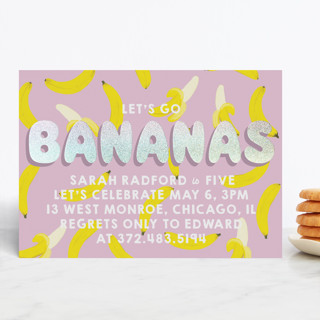Go Bananas Foil-Pressed Children's Birthday Party Invitations