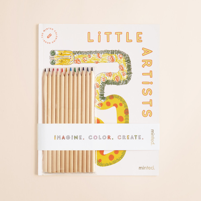 The Minted Children's Coloring Book 58 pages. Colored pencils included
